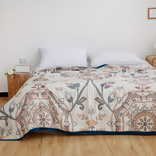 Cotton Blanket Queen | Floral Design | Year-Round Comfort & Versatility 0