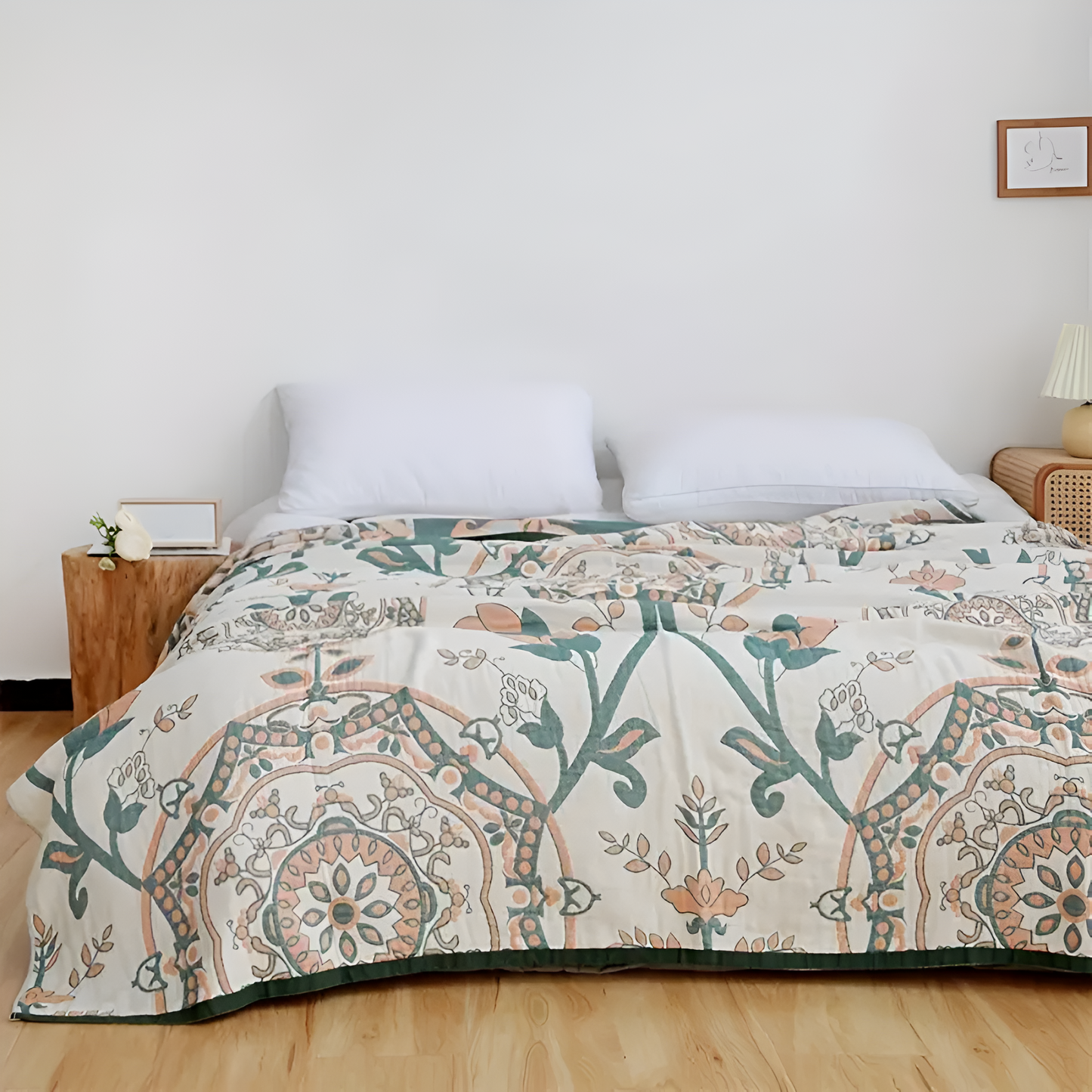 Cotton Blanket Queen | Floral Design | Year-Round Comfort & Versatility 1