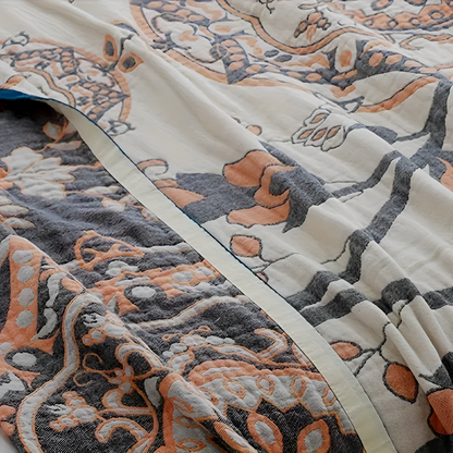 Cotton Blanket Queen | Floral Design | Year-Round Comfort & Versatility 2