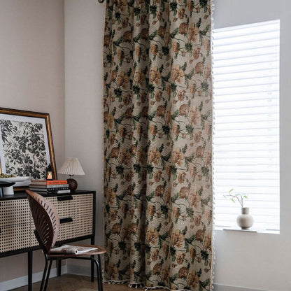 Curtain Light Filtering Microfiber Blend Floral Design for Privacy 0