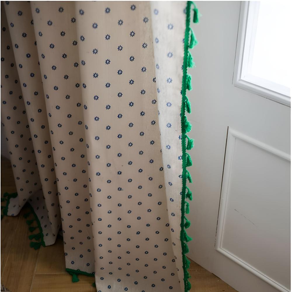 Curtain Semi-Sheer Cotton-Linen with Tassels for Cozy Decor 2