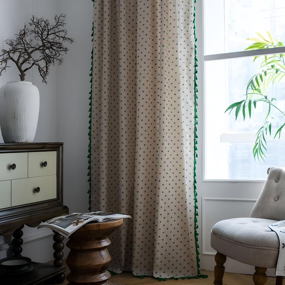 Curtain Semi-Sheer Cotton-Linen with Tassels for Cozy Decor 3