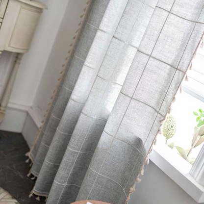 Curtains Semi Blackout Drapes Cotton Blend Boho Plaid Design 3