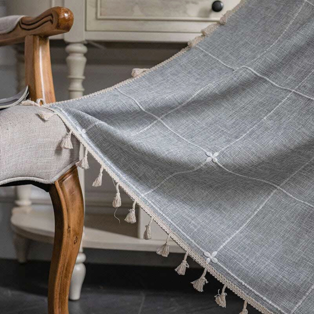 Curtains Semi Blackout Drapes Cotton Blend Boho Plaid Design 4