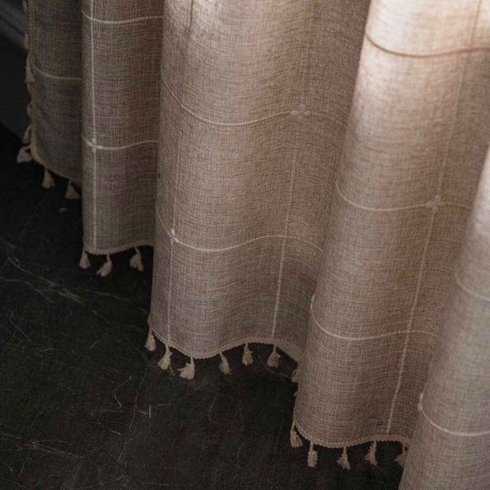 Curtains Semi Blackout Drapes Cotton Blend Boho Plaid Design 6