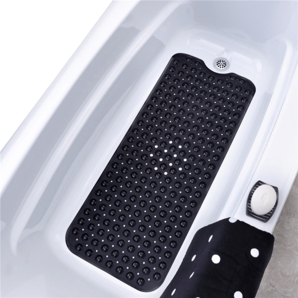 Elegant Black Bath Mat | Non-Slip Design for Safety & Comfort | Durable PVC Bathroom Rug 1