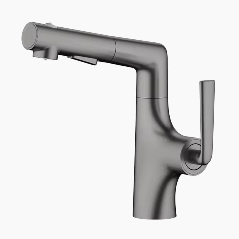 Elegant Brass Kitchen Faucet with Sprayer | Adjustable Height Pull-Out Basin Faucet 0