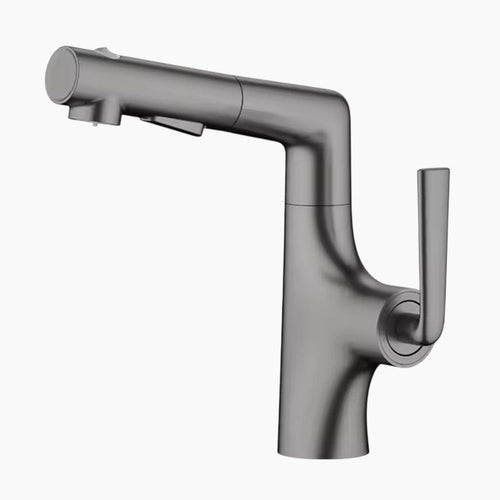 Elegant Brass Kitchen Faucet with Sprayer | Adjustable Height Pull-Out Basin Faucet 0