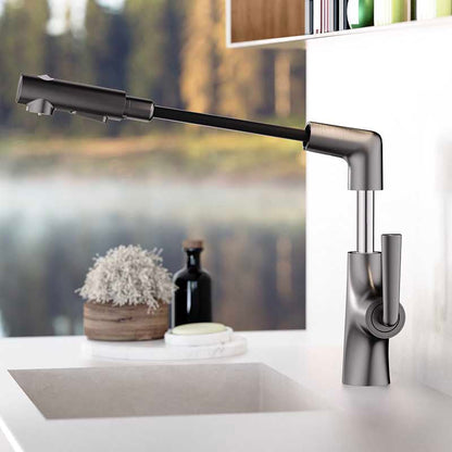 Elegant Brass Kitchen Faucet with Sprayer | Adjustable Height Pull-Out Basin Faucet 2