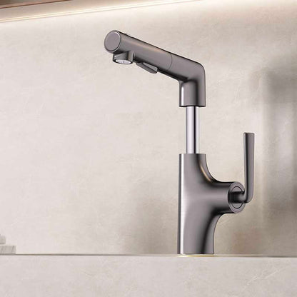Elegant Brass Kitchen Faucet with Sprayer | Adjustable Height Pull-Out Basin Faucet 3