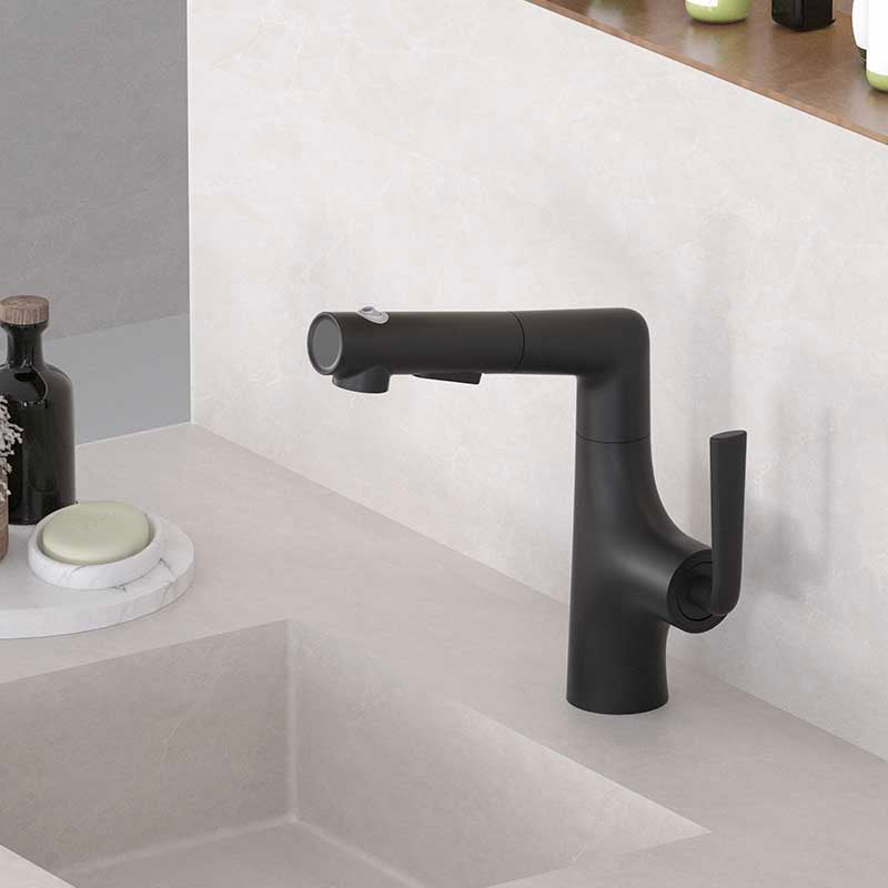 Elegant Brass Kitchen Faucet with Sprayer | Adjustable Height Pull-Out Basin Faucet 5