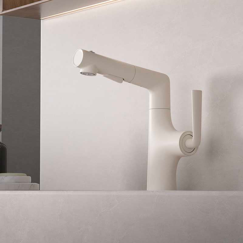 Elegant Brass Kitchen Faucet with Sprayer | Adjustable Height Pull-Out Basin Faucet 6
