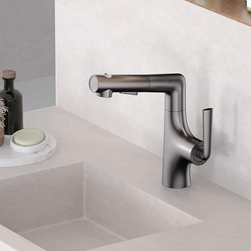 Elegant Brass bathroom Faucet with Sprayer | Adjustable Height Pull-Out Basin Faucet 1