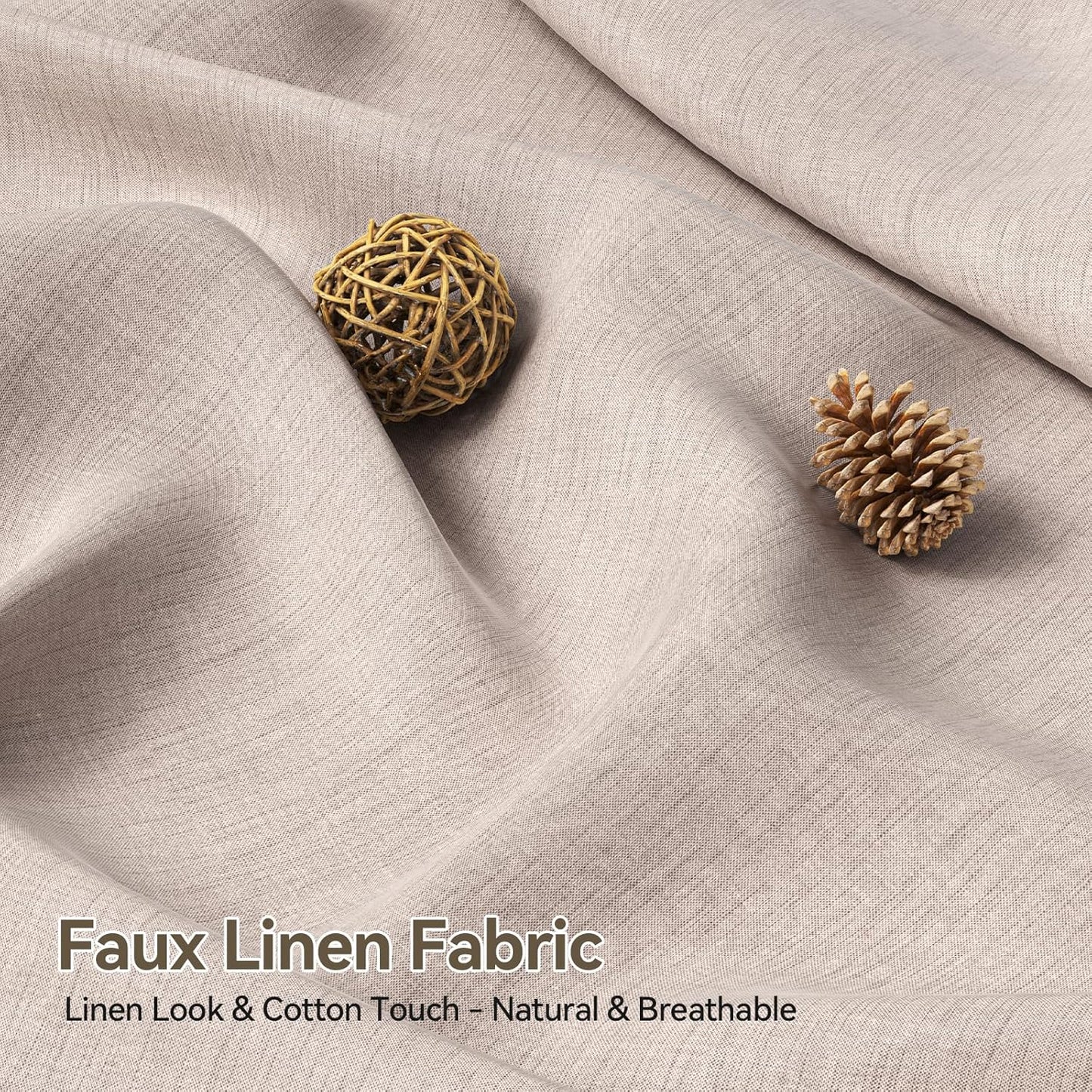 Elegant Farmhouse | Linen Shower Curtain with Tassel Accents | Soft Faux Linen for Stylish Bathroom Decor 3