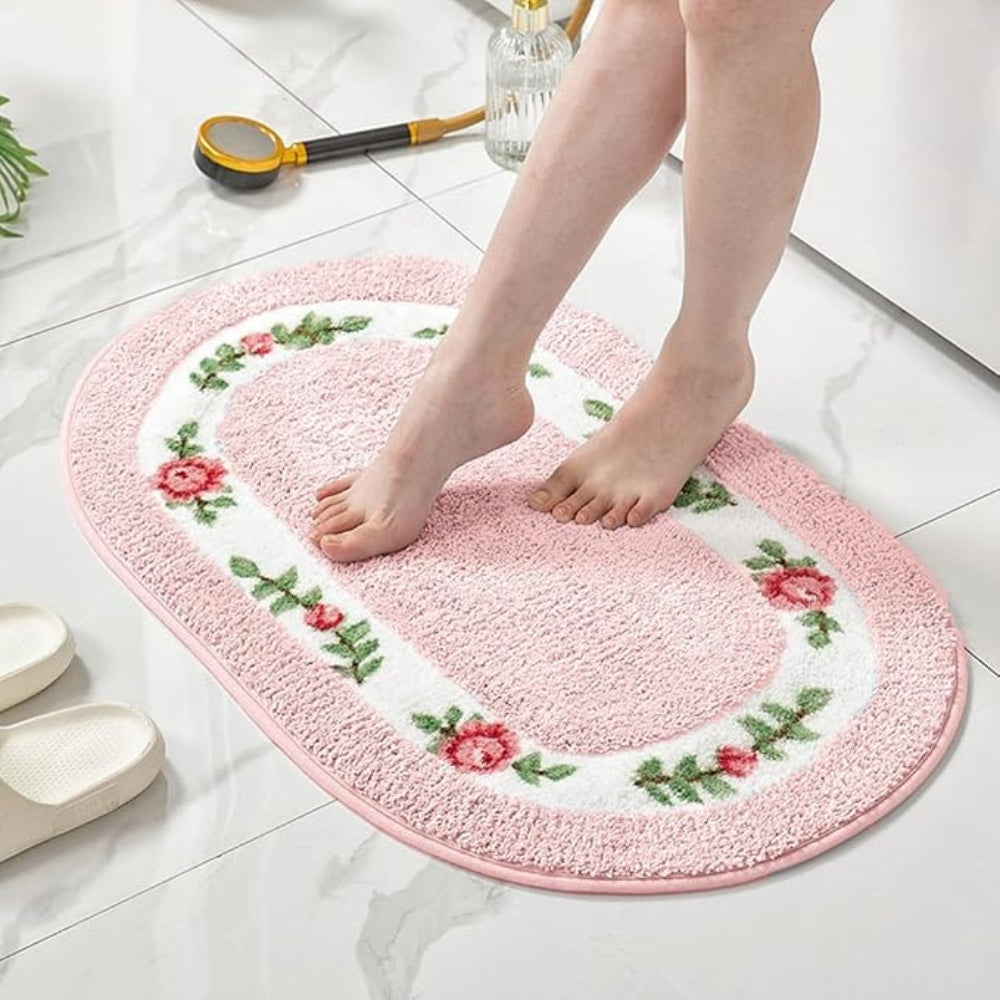 Elegant Floral Bath Mat | Soft Microfiber with Non-Slip Backing | Absorbent Bathroom Rug for Ultimate Comfort 1