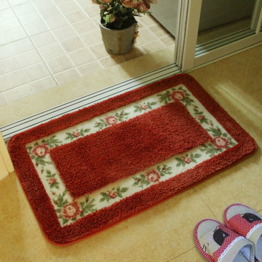 Elegant Floral Border Bath Mat | Quick-Dry Non-Slip Design for Safety and Comfort 0