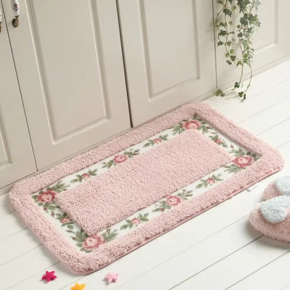 Elegant Floral Border Bath Mat | Quick-Dry Non-Slip Design for Safety and Comfort 1