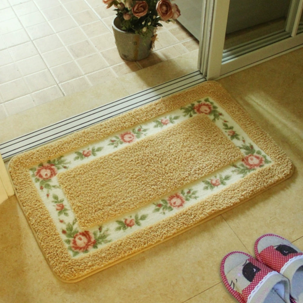 Elegant Floral Border Bath Mat | Quick-Dry Non-Slip Design for Safety and Comfort 10