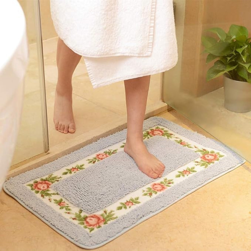 Elegant Floral Border Bath Mat | Quick-Dry Non-Slip Design for Safety and Comfort 4