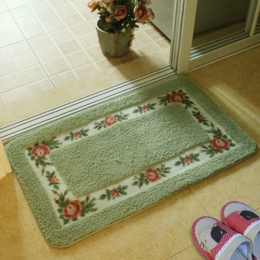 Elegant Floral Border Bath Mat | Quick-Dry Non-Slip Design for Safety and Comfort 6