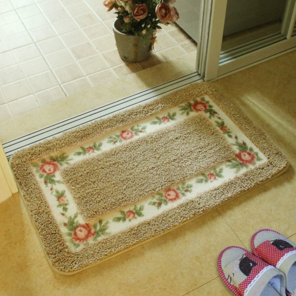 Elegant Floral Border Bath Mat | Quick-Dry Non-Slip Design for Safety and Comfort 9