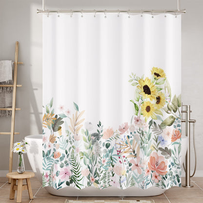 Elegant Floral Shower Curtain Set with Weighted Hem & Rust-Resistant Rings for a Luxurious Bathroom Experience 1