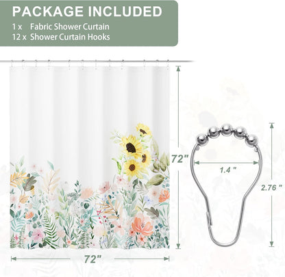 Elegant Floral Shower Curtain Set with Weighted Hem & Rust-Resistant Rings for a Luxurious Bathroom Experience 2