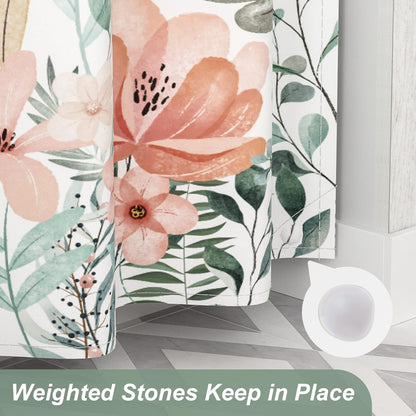 Elegant Floral Shower Curtain Set with Weighted Hem & Rust-Resistant Rings for a Luxurious Bathroom Experience 5