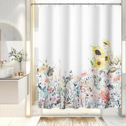 Elegant Floral Shower Curtain Set with Weighted Hem & Rust-Resistant Rings for a Luxurious Bathroom Experience 6