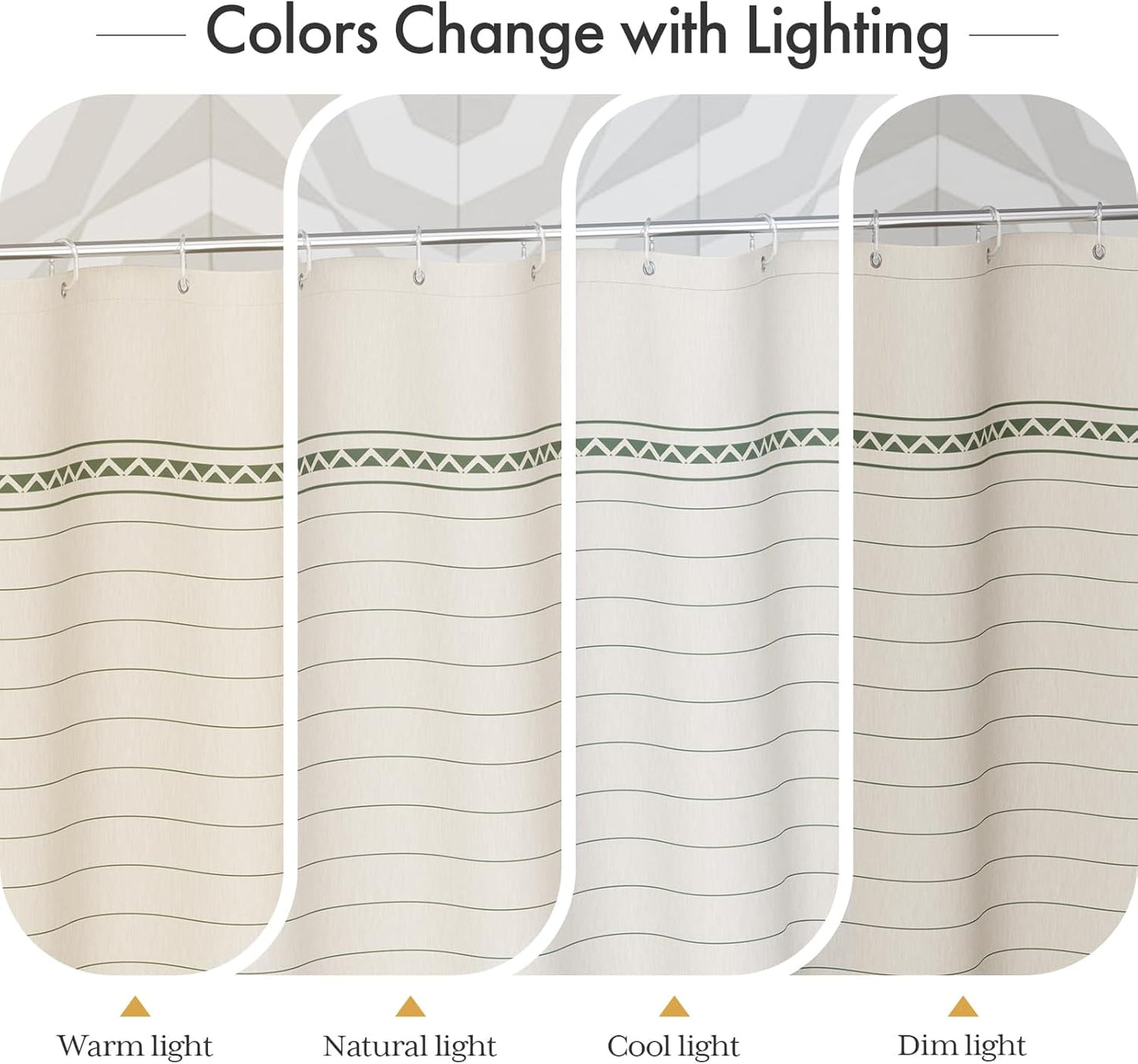 Elegant Home | Farmhouse Shower Curtain with Tassels & Stripe Design | Soft Faux Linen for Luxurious Bathroom Style 2