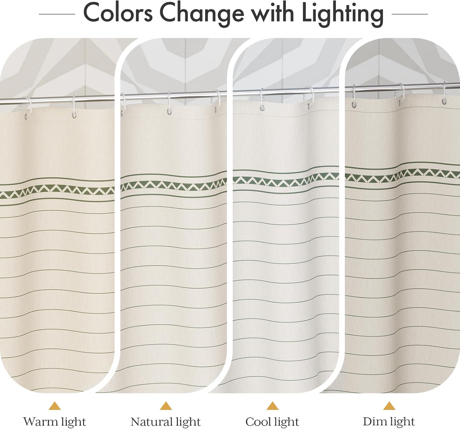 Elegant Home | Farmhouse Shower Curtain with Tassels & Stripe Design | Soft Faux Linen for Luxurious Bathroom Style 2