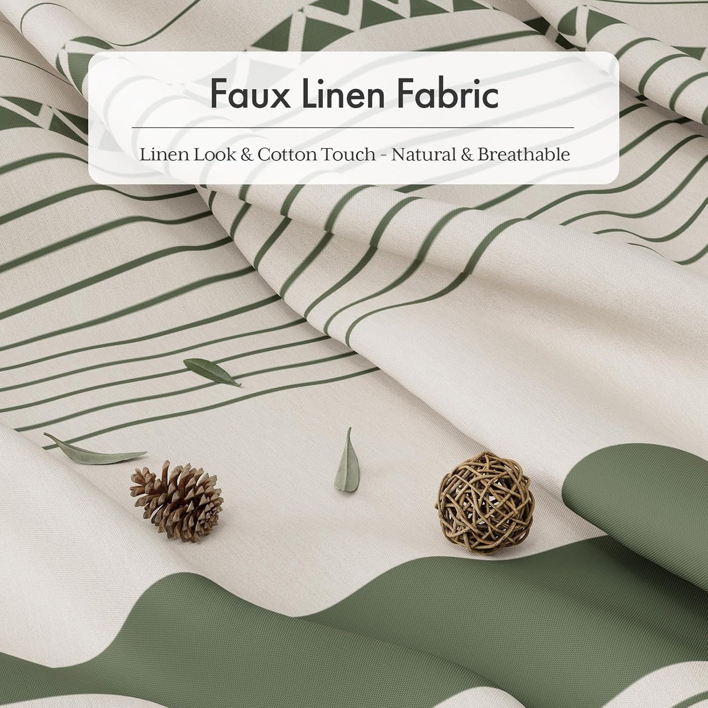 Elegant Home | Farmhouse Shower Curtain with Tassels & Stripe Design | Soft Faux Linen for Luxurious Bathroom Style 4