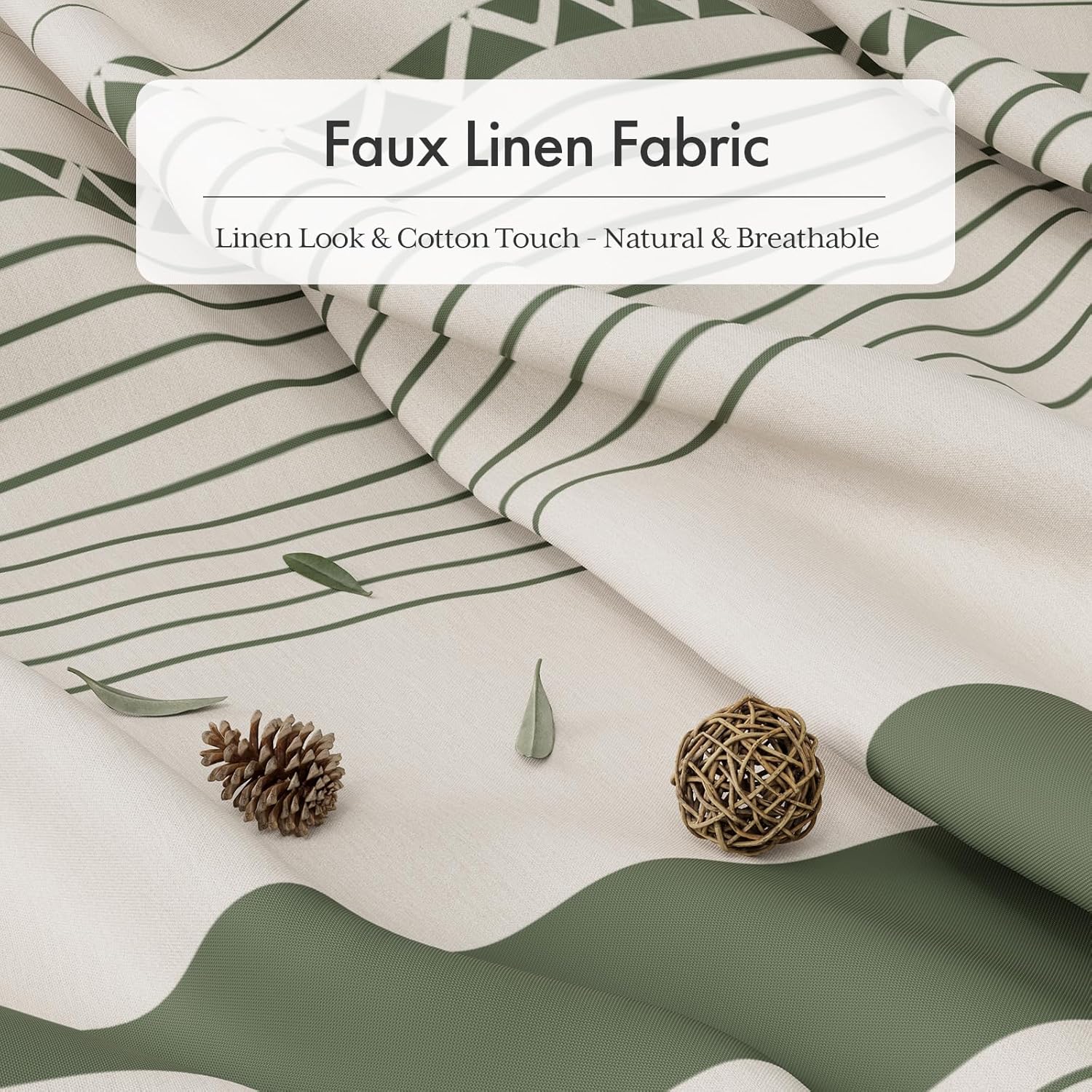 Elegant Home | Farmhouse Shower Curtain with Tassels & Stripe Design | Soft Faux Linen for Luxurious Bathroom Style 4