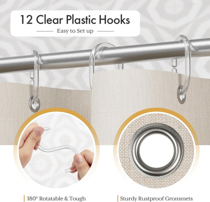Elegant Home | Farmhouse Shower Curtain with Tassels & Stripe Design | Soft Faux Linen for Luxurious Bathroom Style 6
