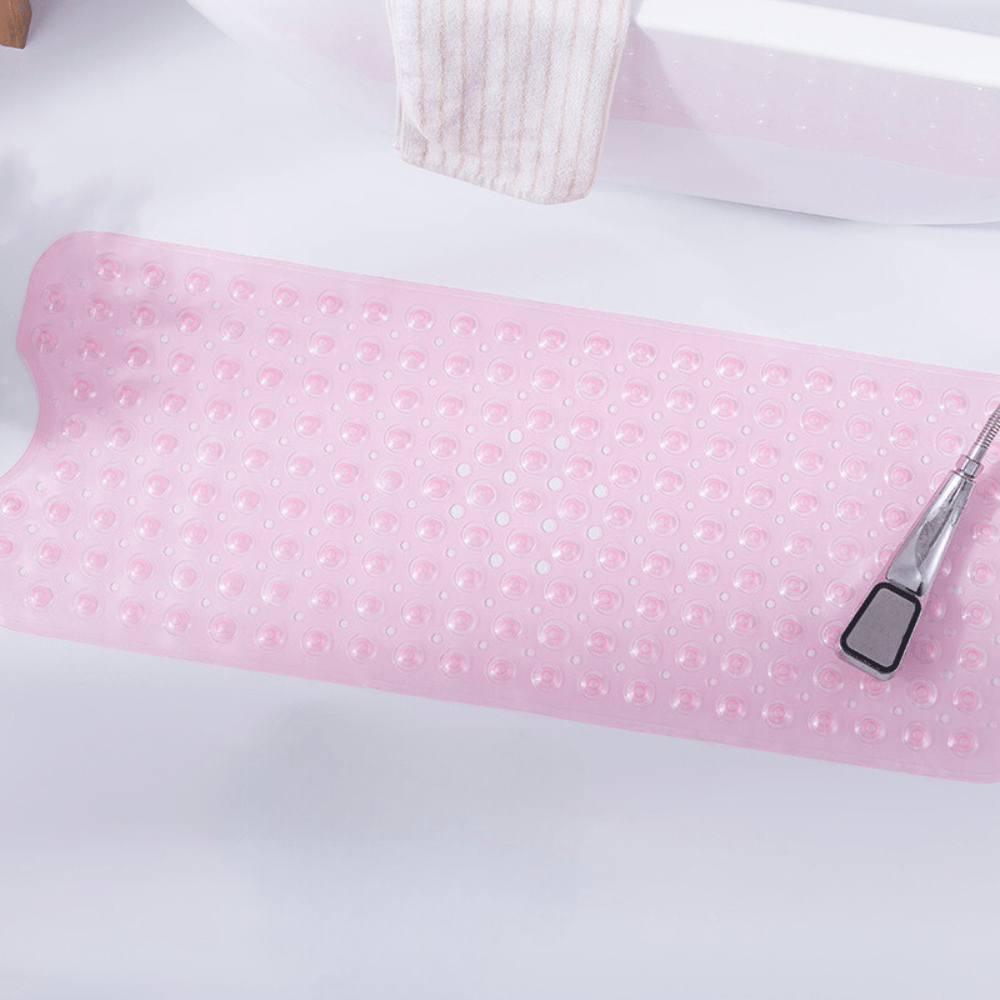 Elegant Non-Slip Bathtub Mat | Pink PVC Design for Safety and Comfort 0