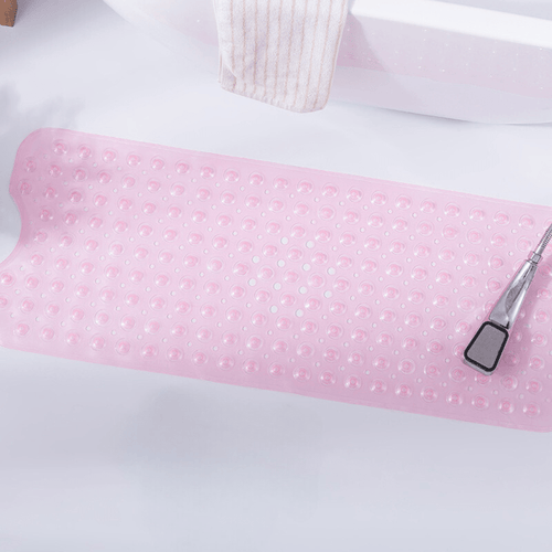 Elegant Non-Slip Bathtub Mat | Pink PVC Design for Safety and Comfort 0