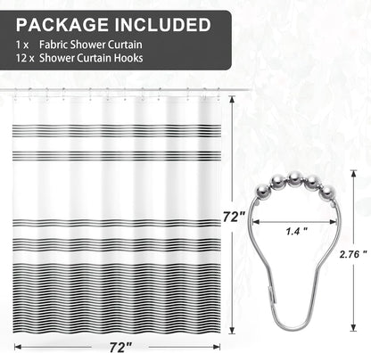 Elegant Stripe Shower Curtain with Unique Artwork & Rust-Resistant Rings for Luxurious Bathroom Decor 2
