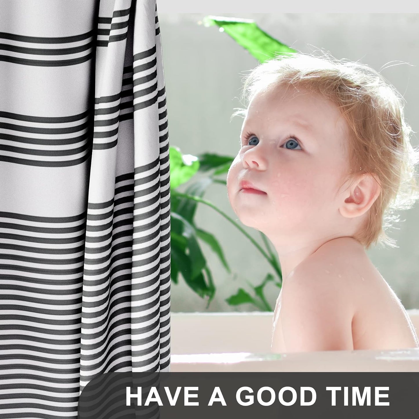 Elegant Stripe Shower Curtain with Unique Artwork & Rust-Resistant Rings for Luxurious Bathroom Decor 5