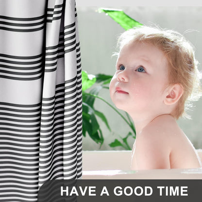 Elegant Stripe Shower Curtain with Unique Artwork & Rust-Resistant Rings for Luxurious Bathroom Decor 5