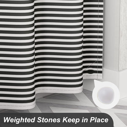 Elegant Stripe Shower Curtain with Unique Artwork & Rust-Resistant Rings for Luxurious Bathroom Decor 6