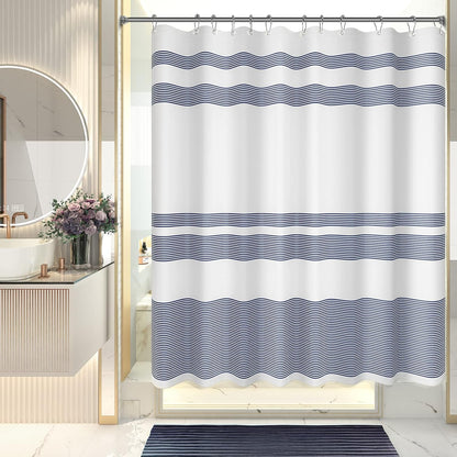 Elegant Stripe Shower Curtain with Unique Artwork & Rust-Resistant Rings for Luxurious Bathroom Decor 8