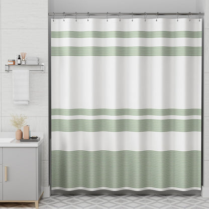 Elegant Stripe Shower Curtain with Unique Artwork & Rust-Resistant Rings for Luxurious Bathroom Decor 9