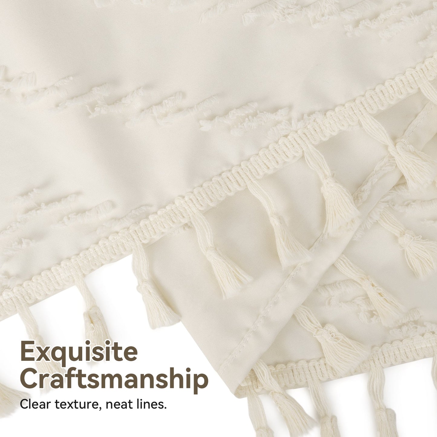 Farmhouse Shower Curtain with Tassel Accents & Tufted Design | Boho Chic Bathroom Decor for Stylish Makeover 6