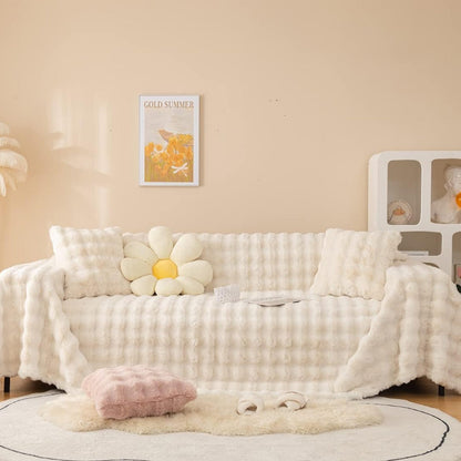 Faux Rabbit Fur Blanket Soft Sofa Cover Cozy Home Decor 1