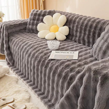 Faux Rabbit Fur Blanket Soft Sofa Cover Cozy Home Decor 3