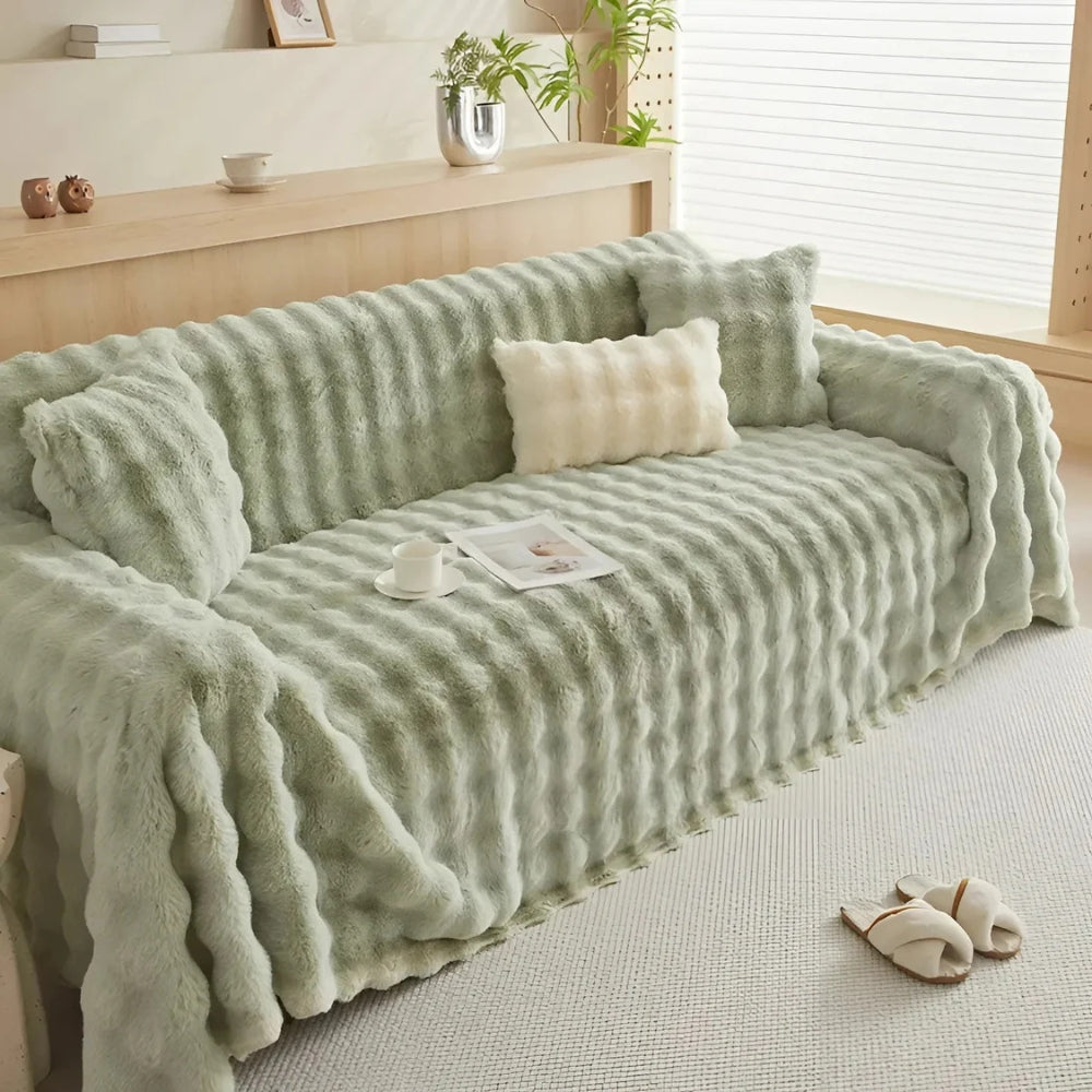 Faux Rabbit Fur Blanket Soft Sofa Cover Cozy Home Decor 5