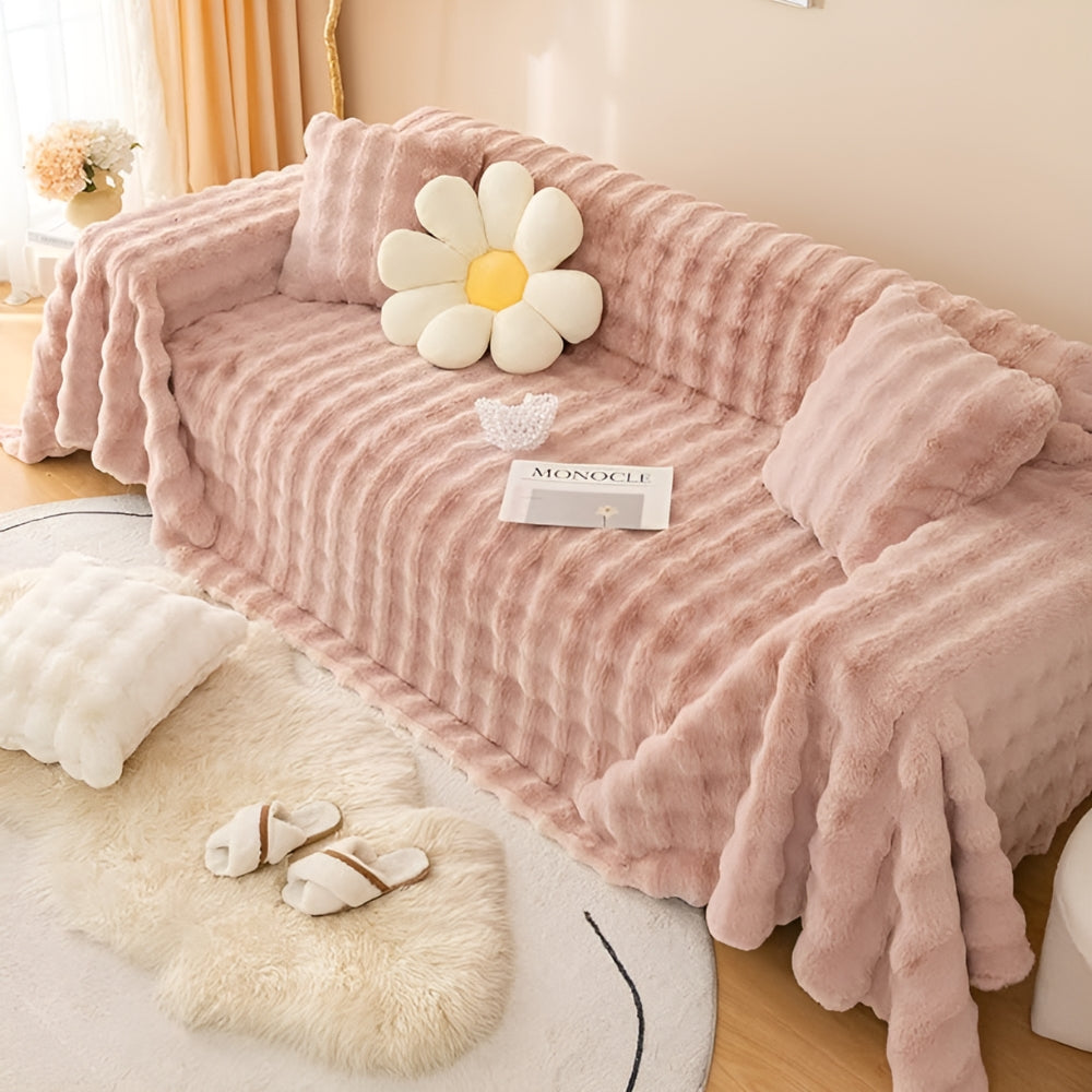 Faux Rabbit Fur Blanket Soft Sofa Cover Cozy Home Decor 8