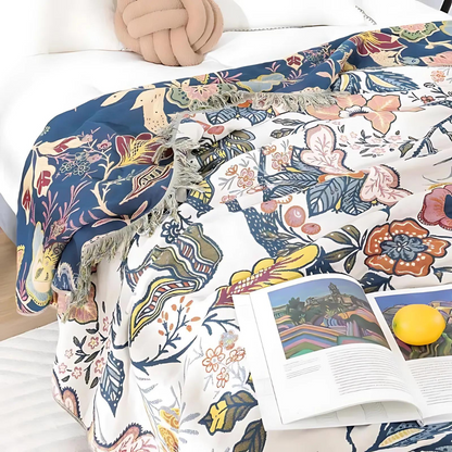 Floral Cotton Blanket | Reversible Design | Elegant All-Season Throw 5