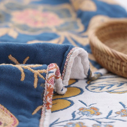 Floral Cotton Blanket | Reversible Design | Elegant All-Season Throw 6