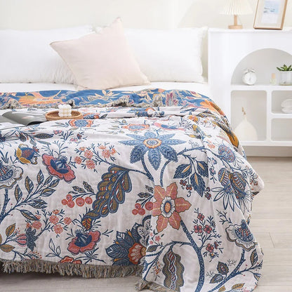 Floral Cotton Blanket | Reversible Design | Elegant All-Season Throw 7